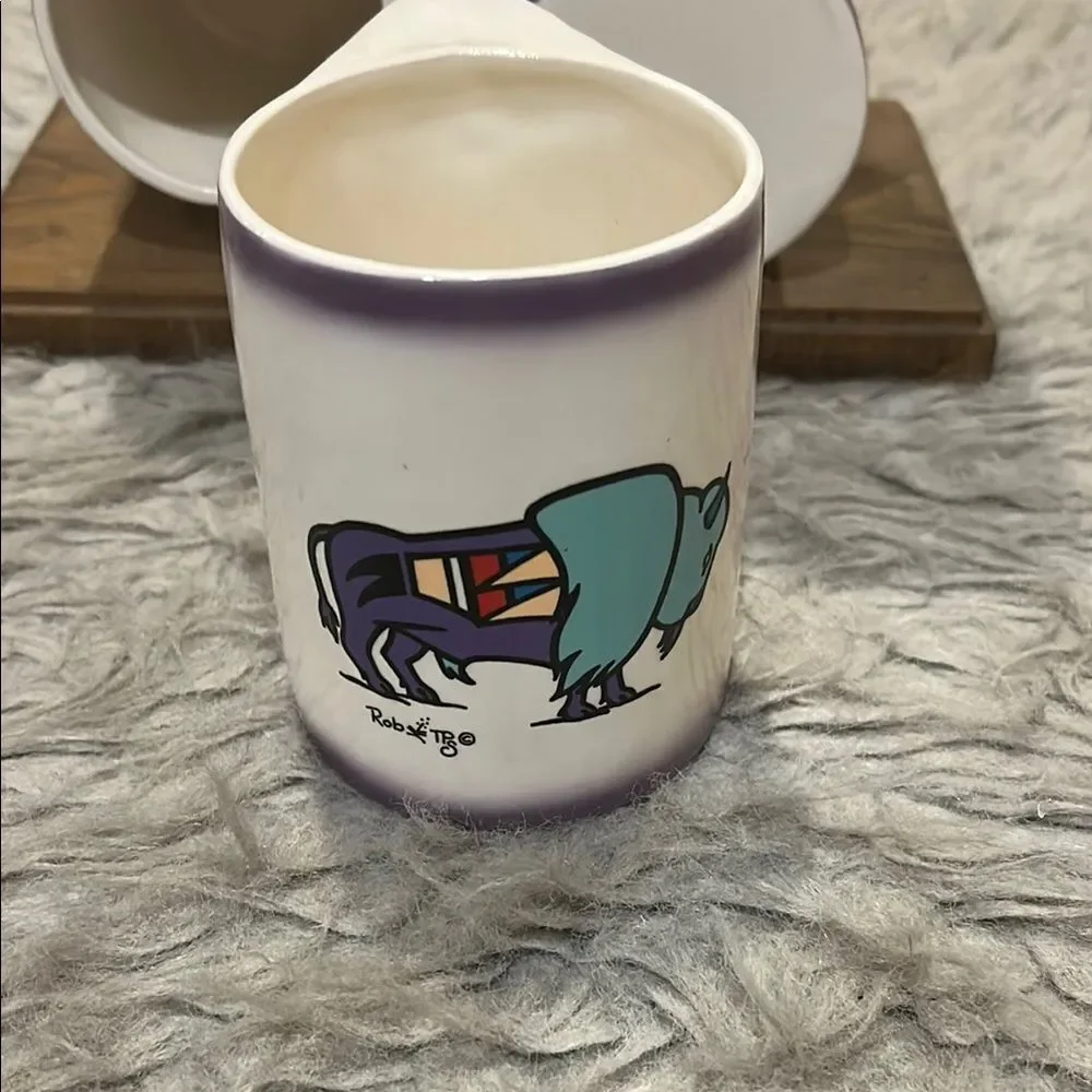 Rob TPs buffalo‎ print set of 6 coffee cups with holder